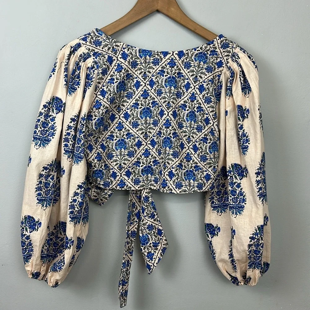 BOTEH Lazuli Low Back Linen Blend Top Sz S - Picture 8 of 16